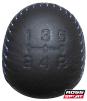 Evo 6 - Gear Knob Black & Blue Stitching