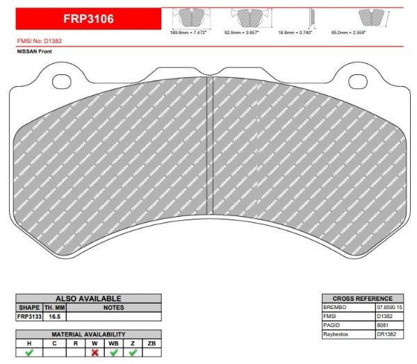 Ferrodo: FRP3106 - Select Compound