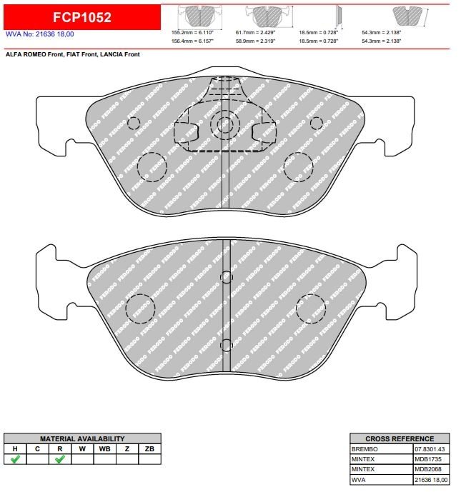 Ferodo: FCP1052 - Select Compound - Ross Sport Europe Ltd