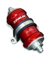 UELAB: 858 SERIES IN-LINE FUEL FILTER WITH CHECK VALVE: -8AN INLET/OUTLET