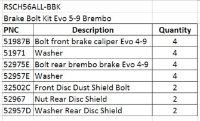 Brakes Bolt Kit : Evo 4, 5, & 6 