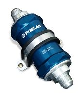 UELAB: 858 SERIES IN-LINE FUEL FILTER WITH CHECK VALVE: -8AN INLET/OUTLET