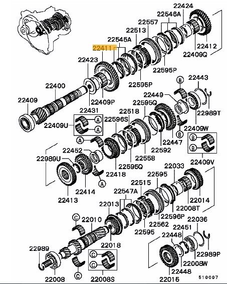 1st Gear Output Shaft - Evo 5-7 GSR / RS- *Special Order Part 