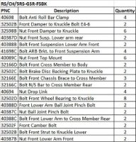 Front Suspension Bolt Kit :  EVO 5 RS & GSR + TME GSR - RS/CH/5RS-GSR-FSBK