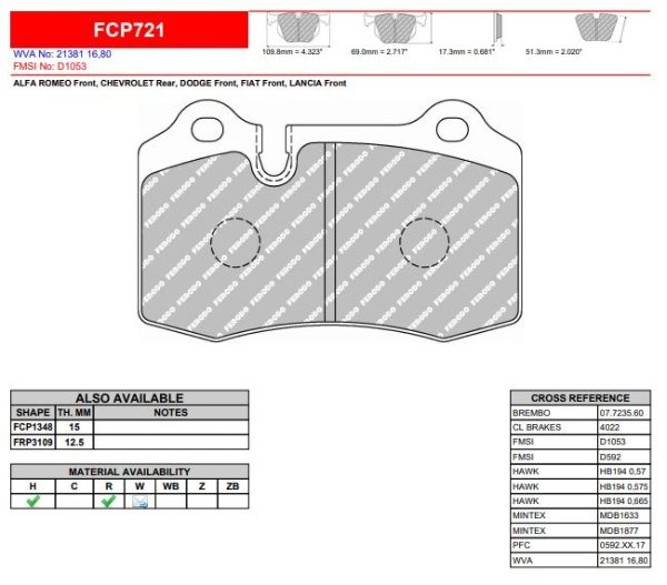 Ferodo: FCP721- Select Compound 